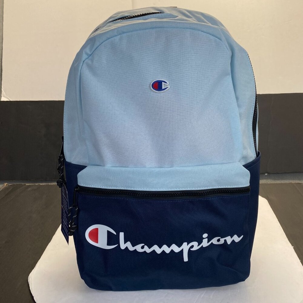 Champion 15” Backpack Navy Blue cript‎ Logo,Laptop Sleeve,Padded Straps New